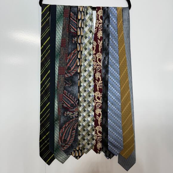 Mens Ties Neckties Silk Lot of 12 Various Patterns & Colors - Picture 1 of 4